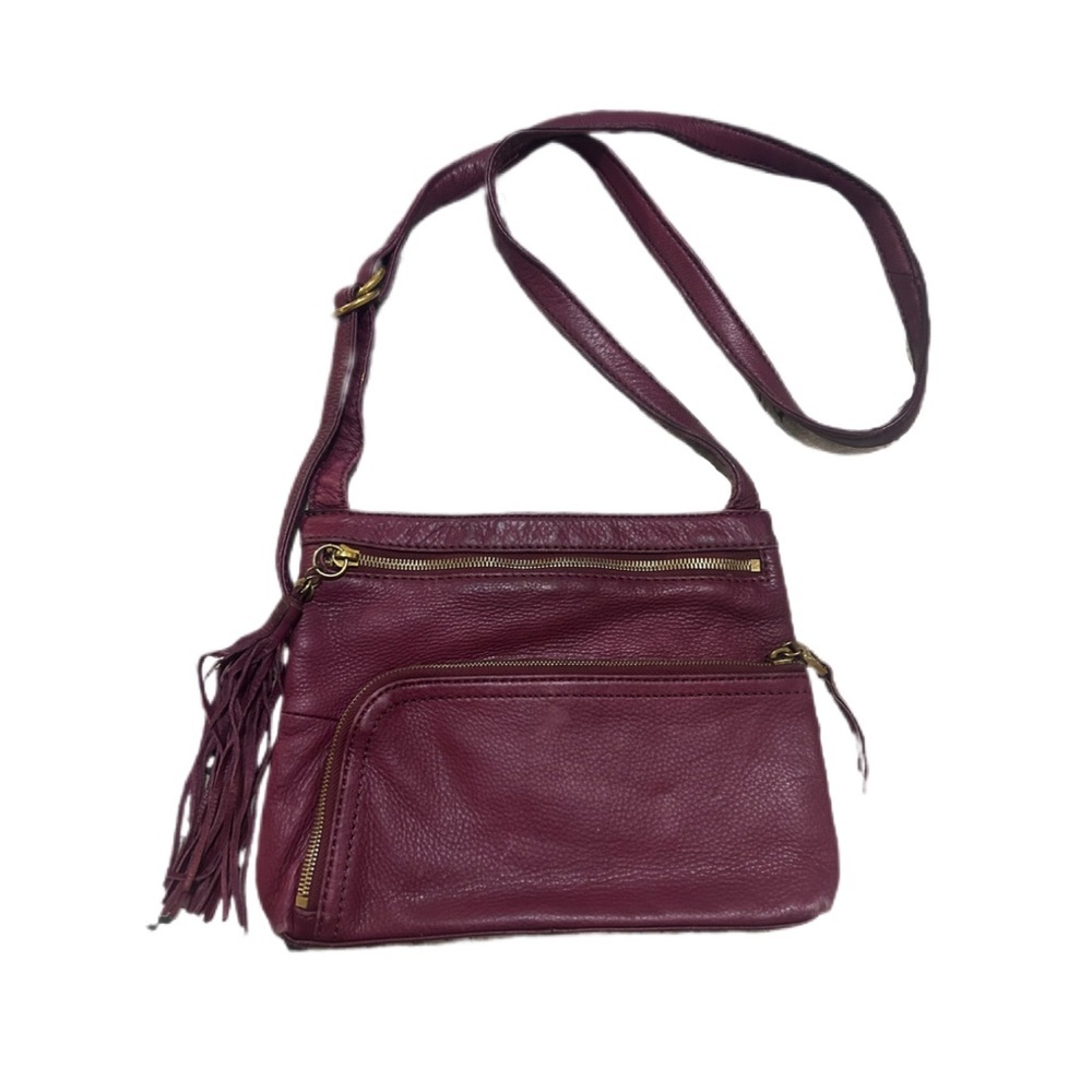 Hobo Elegant Burgundy dark cherry Leather Crossbody Bag